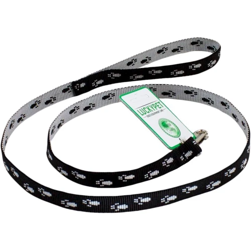 Поводок капроновый Lucky Pet Лапки 1.6x120 см черный (4820224219127)