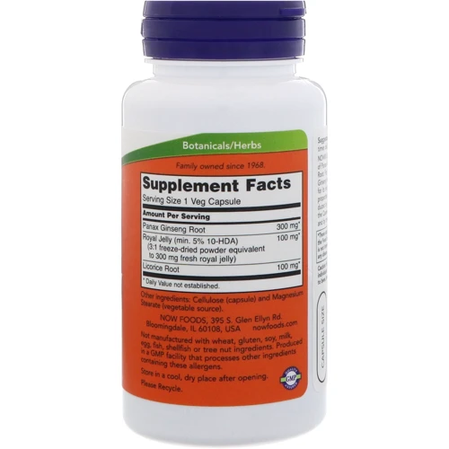 NOW Foods Ginseng & Royal Jelly 90 veg caps (Женьшень + маточне молочко): Форма випуску капсули