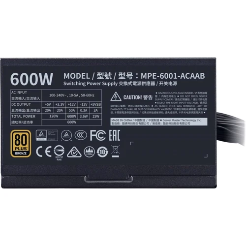 Блок питания CoolerMaster 600W MWE 600 Bronze V2 (MPE-6001-ACAAB-EU) фото 5