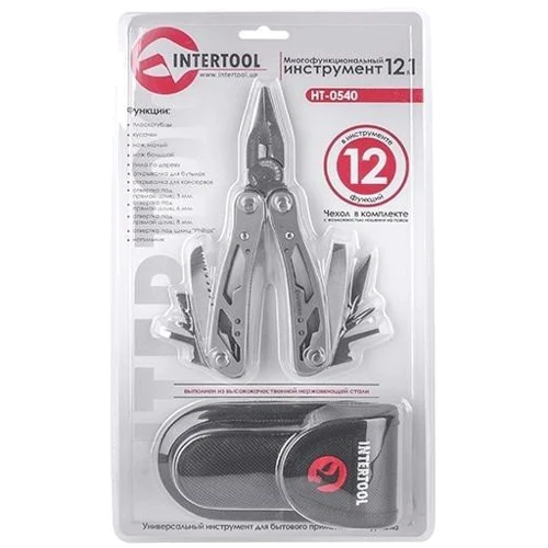 Мультитул INTERTOOL 12 в 1 з чохлом (HT-0540): Кількість інструментів 7