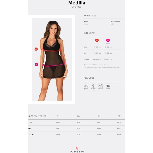 Пеньюар Obsessive Medilla chemise & thong M/L