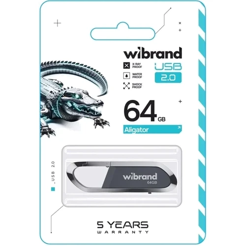 USB-флешка Wibrand 64Gb Aligator USB 2.0 Grey (WI2.0/AL64U7G): Стандарт USB USB 2.0