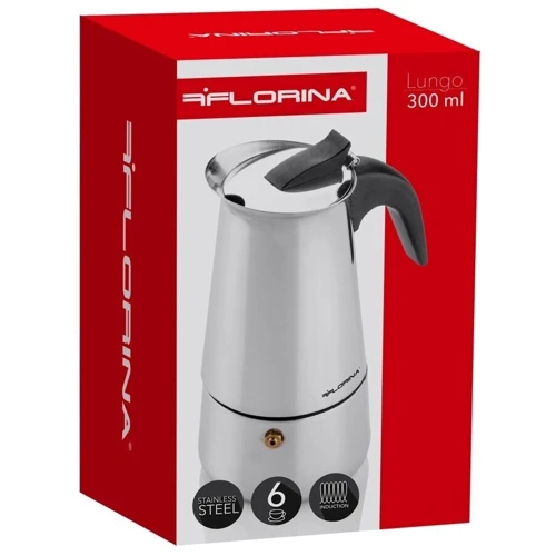 Кавоварка гейзерная Lungo KPSS Induction для еспресо на 6 чашок (5K7138): Колір нержавіюча сталь