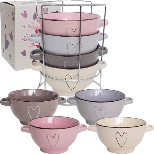 Набір S&T 4 піали з ручками на стійці Hearts 680 мл (054-04-09): Тип набір піал