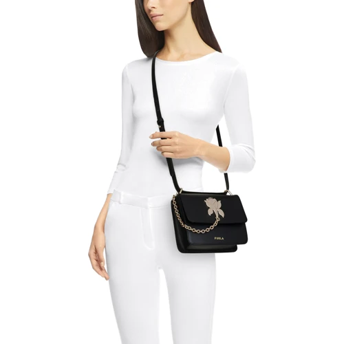 Жіноча сумка крос боді Furla Tuberosa Mini Crossbody чорна (WB00168MSD000O6000): Фактура матова, Зерниста