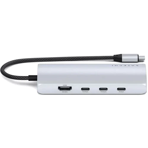 Адаптер Satechi Adapter USB-C to 4xUSB-C+RJ45+HDMI 8K Silver (ST-P8KES): Додаткові роз'єми HDMI, Ethernet, USB-C