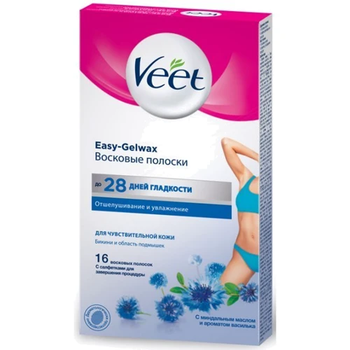 Veet Easy-Gelwax Восковые полоски для чувствительной кожи для линии бикини и области подмышек 16 шт. фото 2