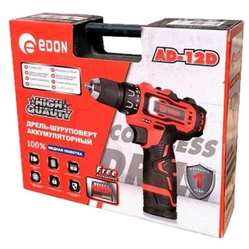 Дрель-шуруповерт аккумуляторный Edon AD-12D: Тип инструмента дрель-шуруповерт