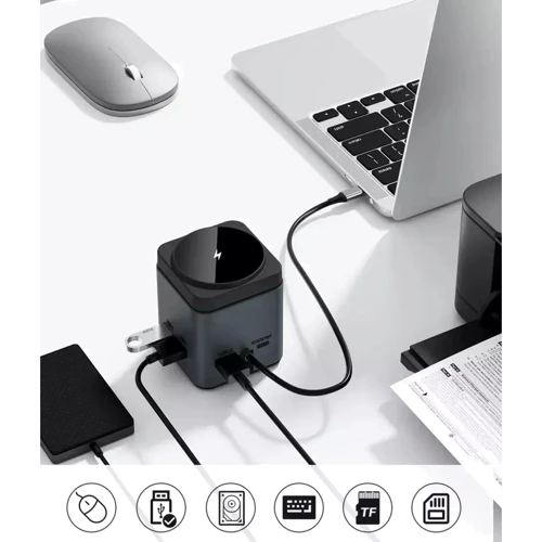 Зарядное устройство WIWU Wireless Charger Wi-W025 Cube 9in1 Gray фото 7