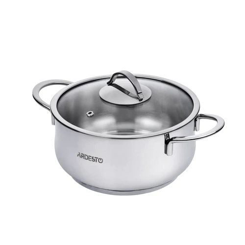Кастрюля Ardesto BLACK MARS, стеклянная крышка, 1.8л, нержавеющая сталь (AR0718S)