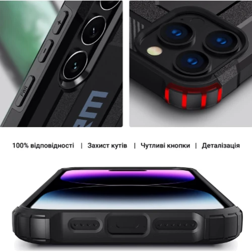 Чехол для телефонов ArmorStandart Panzer Black for Xiaomi Redmi 14C 4G / Poco C75 (ARM79373): Материал PC + TPU