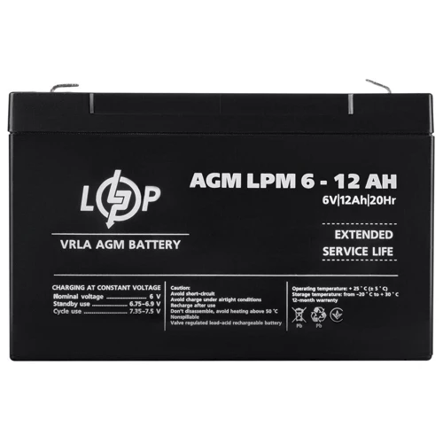 Аккумуляторная батарея LogicPower LPM 6V 12 Ah, AGM (4159)