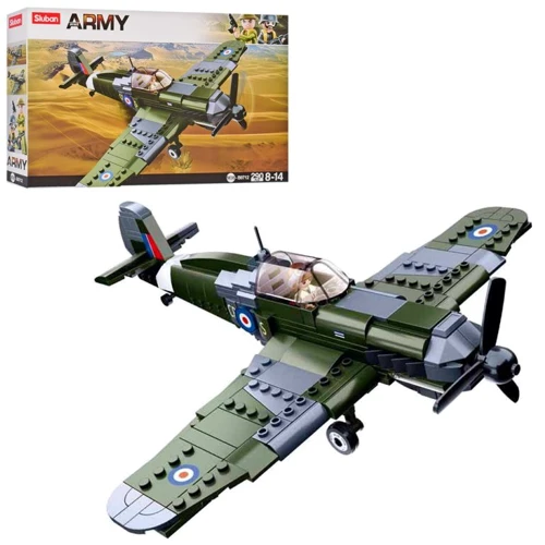 Конструктор SLUBAN M38-B0712 военный, самолет, фигурка, 290дет, 38-24-7см