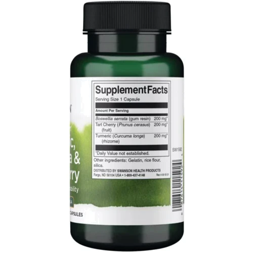 Swanson Turmeric Boswellia Tart Cherry Куркума, босвеллия и терпкая вишня 60 капсул