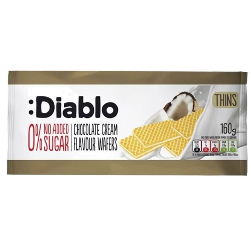 Вафлі Diablo з начинкою зі смаком кокосу без додавання цукру 160г (5060309490600)