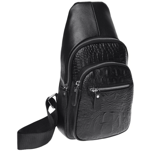 Чоловіча сумка-слінг Borsa Leather чорна (K1142-black): Стать Чоловік