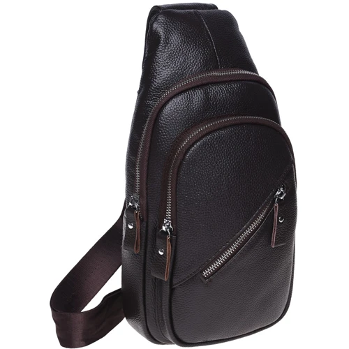 Мужская сумка-слинг Borsa Leather коричневая (K16603-brown) фото 10