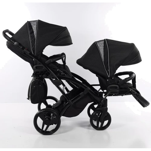 Универсальная коляска для двойни 2 в 1 Junama Mirror Satin Duo Slim 01, черный с серебристым (J-MS-DUOs-01) фото 7