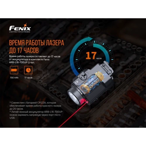 Ліхтар туристичний Fenix GL22: Елементи живлення Li-Ion аккумулятор