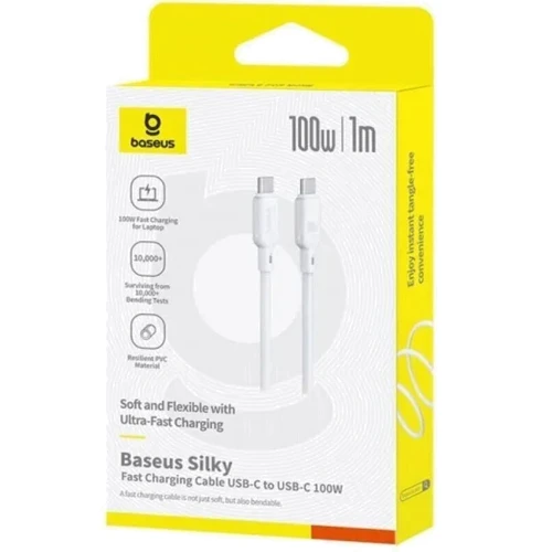 Кабель Baseus Cable USB-C to USB-C Silky Series 100W 1m White (P10377704213-00) фото 6