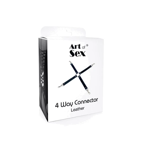 Крестовина из натуральной кожи Art of Sex - 4 Way Connector (черный)