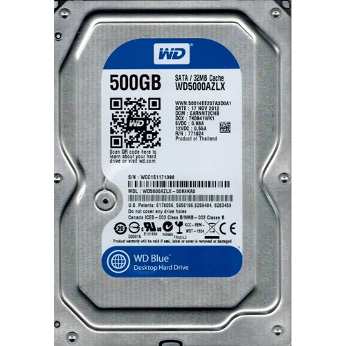 Внутренний жесткий диск WD Blue 3.5" 500Gb WD5000AZLX RB