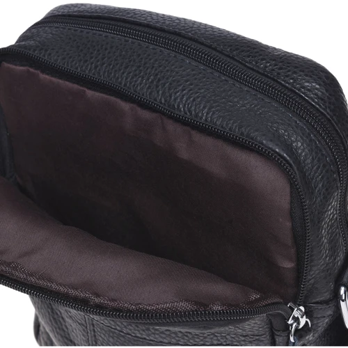 Мужская сумка через плечо Borsa Leather черная (K11025-black): Тип ручки Плечевой ремень, Без ручки