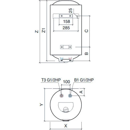 Бойлер Thermex Nova 100 V: Монтаж вертикальный