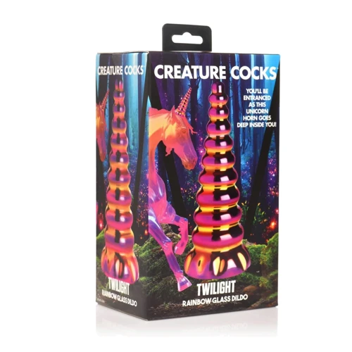 Фэнтезийный фаллоимитатор Creature Cocks Twilight Rainbow Glass Dildo
