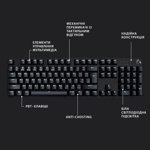 Клавіатура Logitech G413 SE Mechanical Tactile Switch USB Black (920-010438): Тип клавіш механический