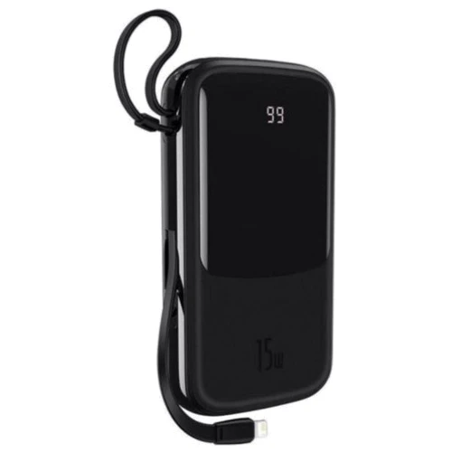 Зовнішній акумулятор Baseus Power Bank 20000mAh з Lightning Cable Q Pow Display 15W Black (PPCX000202): Кількість USB 4