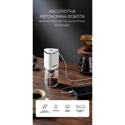 Кавомолка DYXON MEGAGRIND 155 White: Потужність, Вт 13