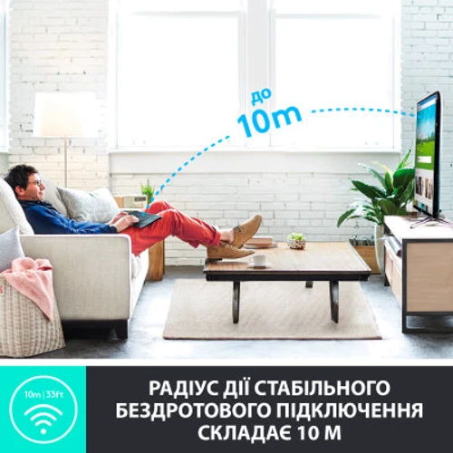 Клавіатура Logitech K400 Plus White UA (920-007146): інтерфейс підключення Wireless (радио интерфейс)