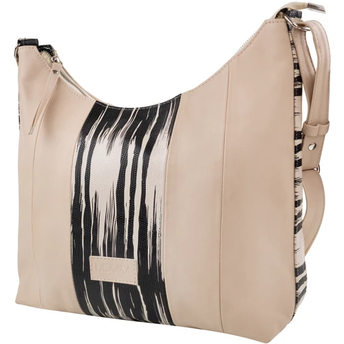 Женская сумка хобо Laskara бежевая (LK10249-zebra) фото 10
