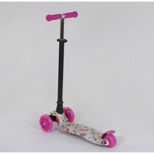 Самокат триколісний MAXI "Best Scooter" пластмасовий, трубка керма алюмінієва Pink / White / Black (74301): Тип гальма ножний