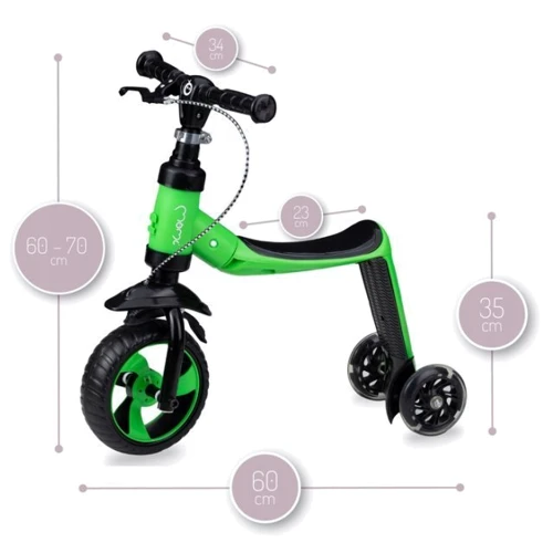 Самокат - біговел MoMi Elios 2в1 (green): Матеріал коліс полиуретан