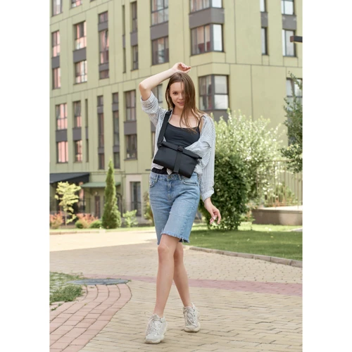 Женская сумка через плечо Sambag Dalas черная (70301065): Фактура Тканая, Матовая