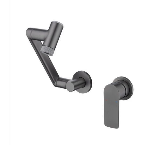 Смеситель настенный Lefton Single-Handle Wall Mount Bathroom Faucet with Temperature Display-BFWM2401 Grey