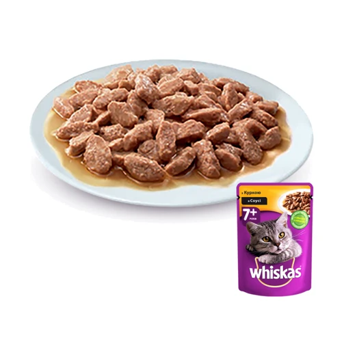 Влажный корм Whiskas для котов старше 7 лет с курицей в соусе 24х100 г (3065890128460): Возраст Взрослые