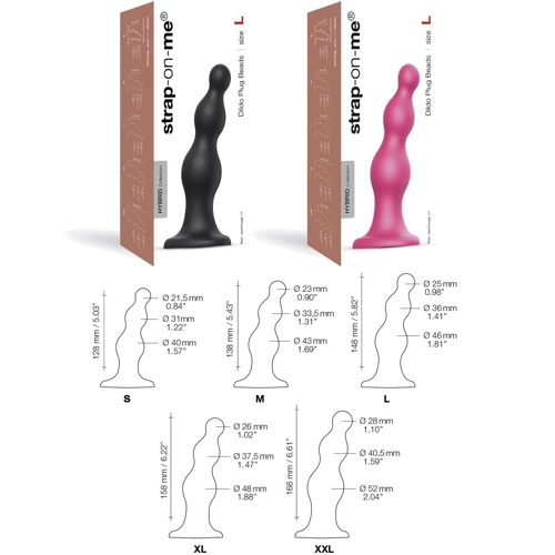 Фаллоимитатор Strap-On-Me Dildo Plug Beads M Framboise Мetallic