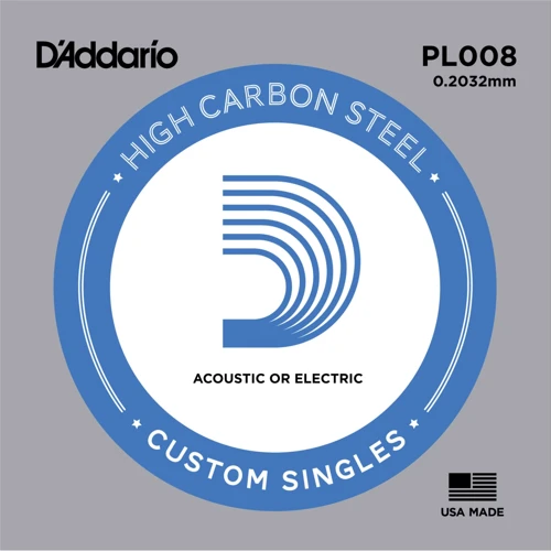 Струна для гитар Струна D`ADDARIO PL008 Plain Steel 008