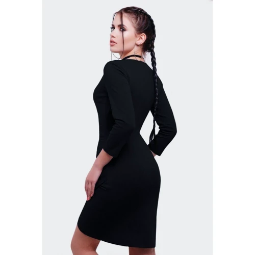 Платье FashionUp PL-1592D 42 черное повседневное до середины бедра: Состав Вискоза, Эластан