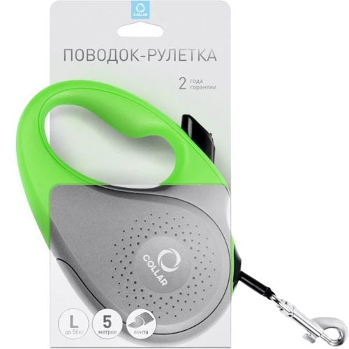 Поводок-рулетка Collar для собак размер M 25 кг лента 5 м салатовый: Тип Поводок