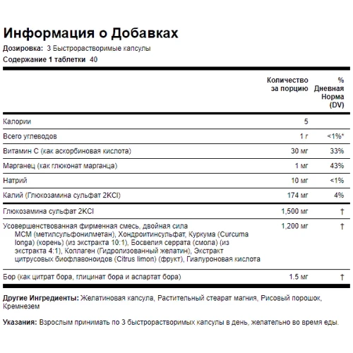Piping Rock Advanced Formula, Glucosamine Chondroitin MSM Plus Turmeric, 120 Capsules: Тип Глюкозамін