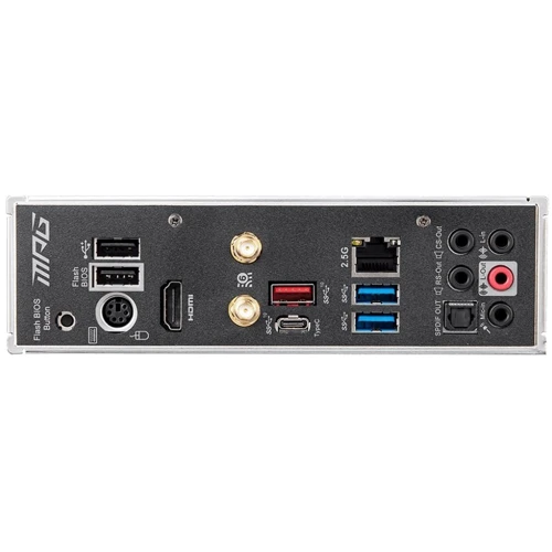 MSI MPG B550I GAMING EDGE WIFI: Роз'єми на задній панелі USB 2.0, USB 3.2 Gen 1, USB 3.2 Gen 2, USB Type-C