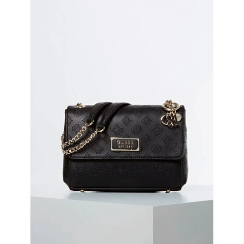 Женская сумка через плечо Guess Logo Love Cnvrtble Xbody Flap черная (HWSG7662210-BLA)