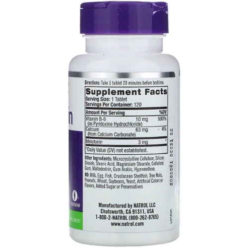 Natrol Melatonin, 3 mg, 120 Tablets (NTL-00511) Мелатонин: Форма выпуска Таблетки