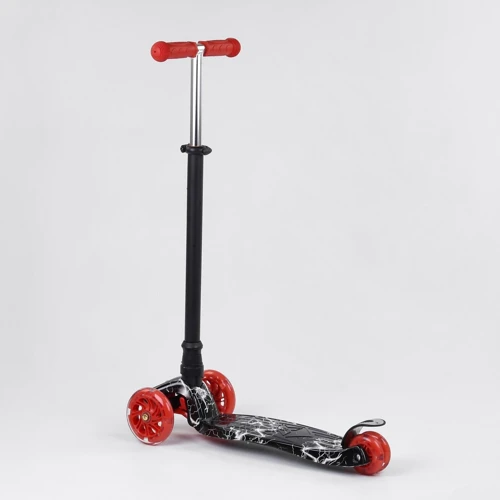 Самокат дитячий пластмасовий з алюмінієвої трубкою керма + 4 колеса Black / Red (90379): Максимальне допустиме навантаження, кг 30