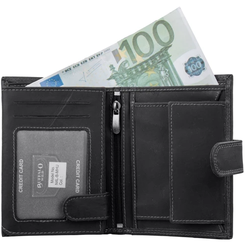 Чоловіче портмоне Buffalo Wild чорне (DNKN4L-B-MHU-black): Формат гаманця вертикальний