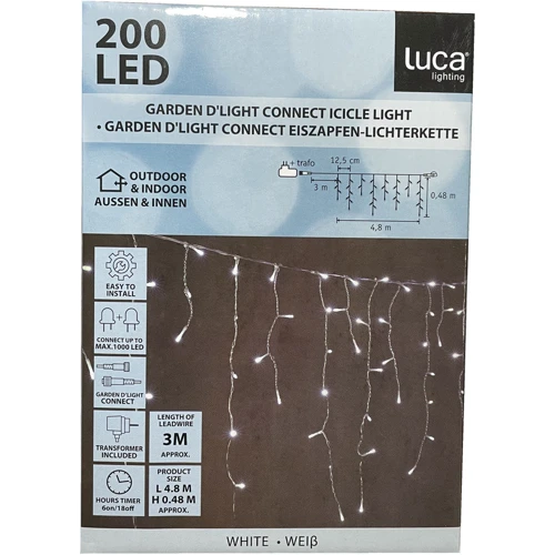 Гирлянда соединительная Luca Lighting Бахрома 9.8х0.48 м (8720362171096): Цвет белый